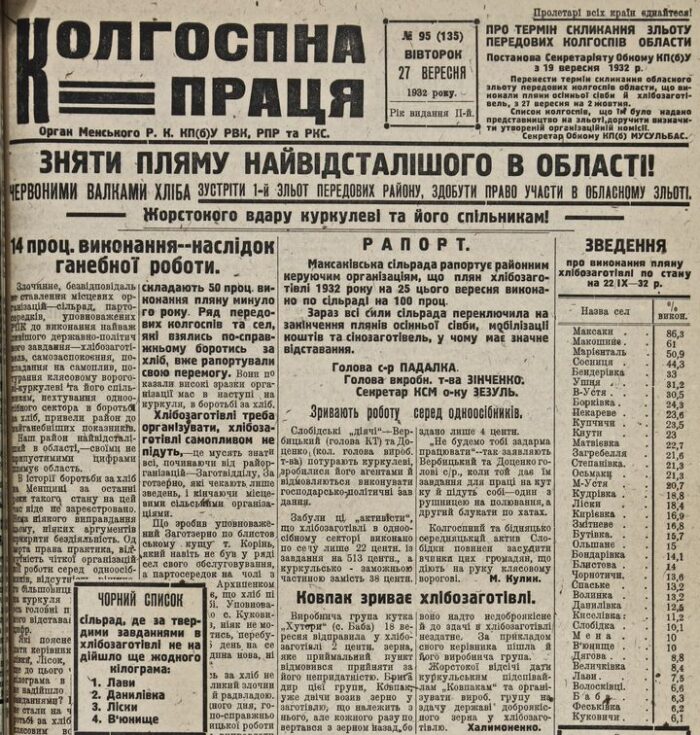 СОСНИЧИННА ІСТОРИЧНА.  Під час голодомору серйозно постраждав Конятин