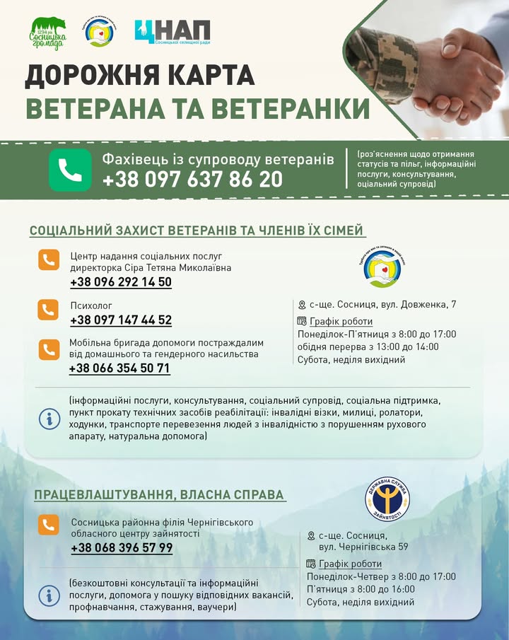 «Дорожня карта ветерана»: у Сосницькій громаді розробили гід для військовослужбовців